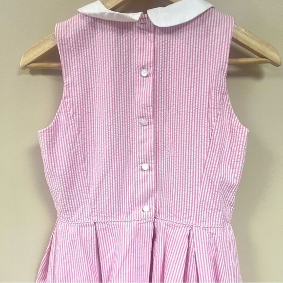 Ralph Lauren pink seersucker Pleated Skirt and Peter Pan Collar Sz 16 - Picture 2 of 6